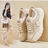 Корейская версия женской обуви 2025 новая весна и лето кроссовки папы универсальная толстая подошва внутренняя высота увеличение сетка дышащие высокие белые кроссовки