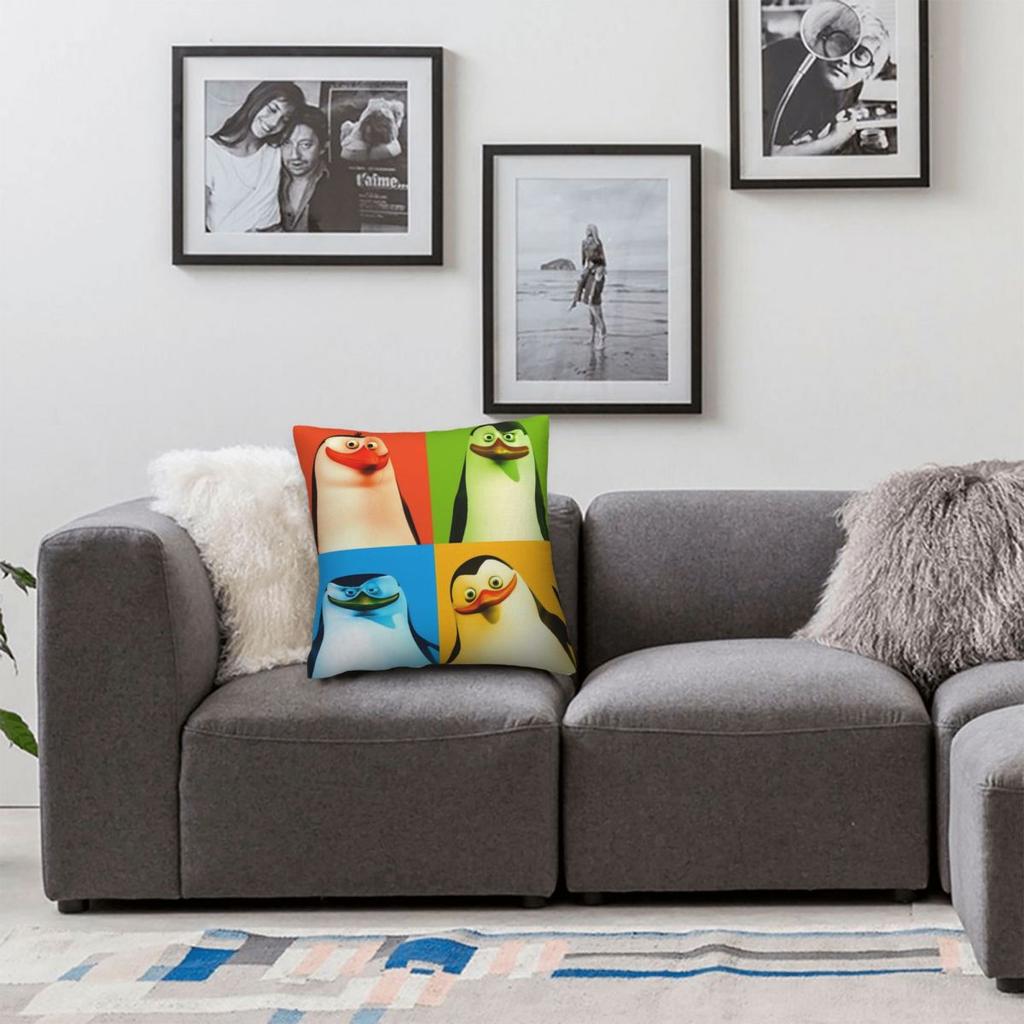 P-Penguins Funny Of M-Madagascar Pillow Cover Funny Pillow Case Party Home Decor Cushion Cover Square Design Pillowcases Gift