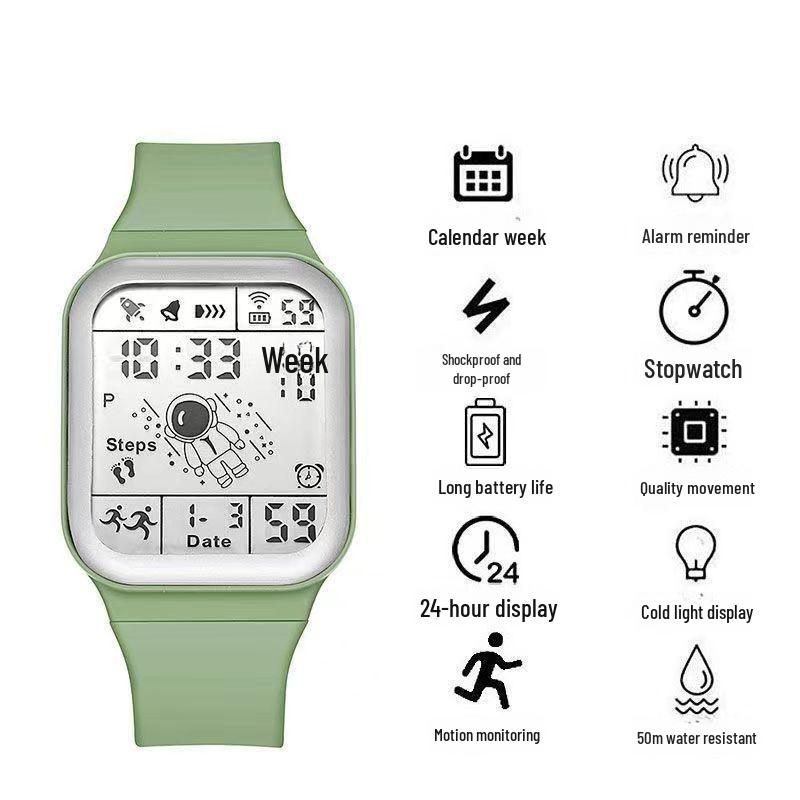 Часы астронавта-студента: Большой экран, календарь, ночник, будильник, секундомер