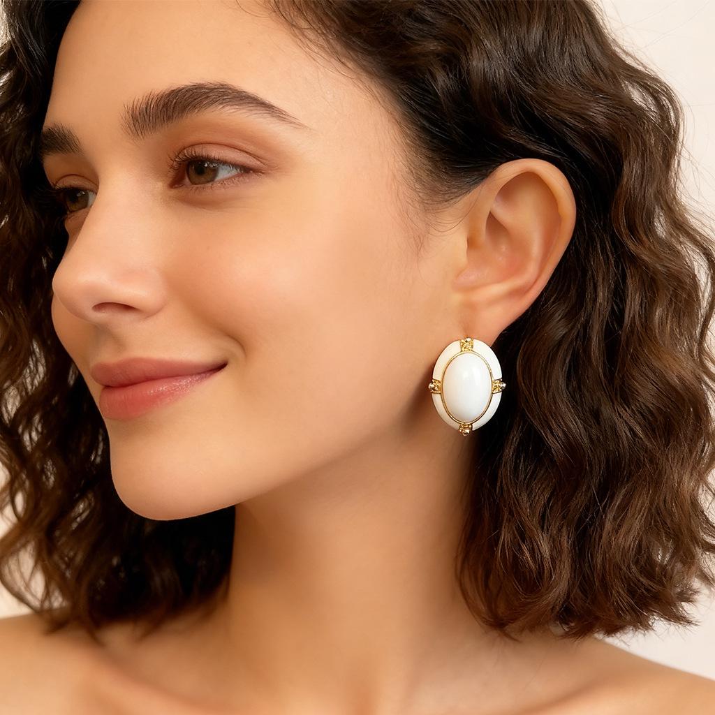 Серебряные Геометрические Серьги-Гвоздики Ретро - Стиль Легкой Роскоши Французского Двора