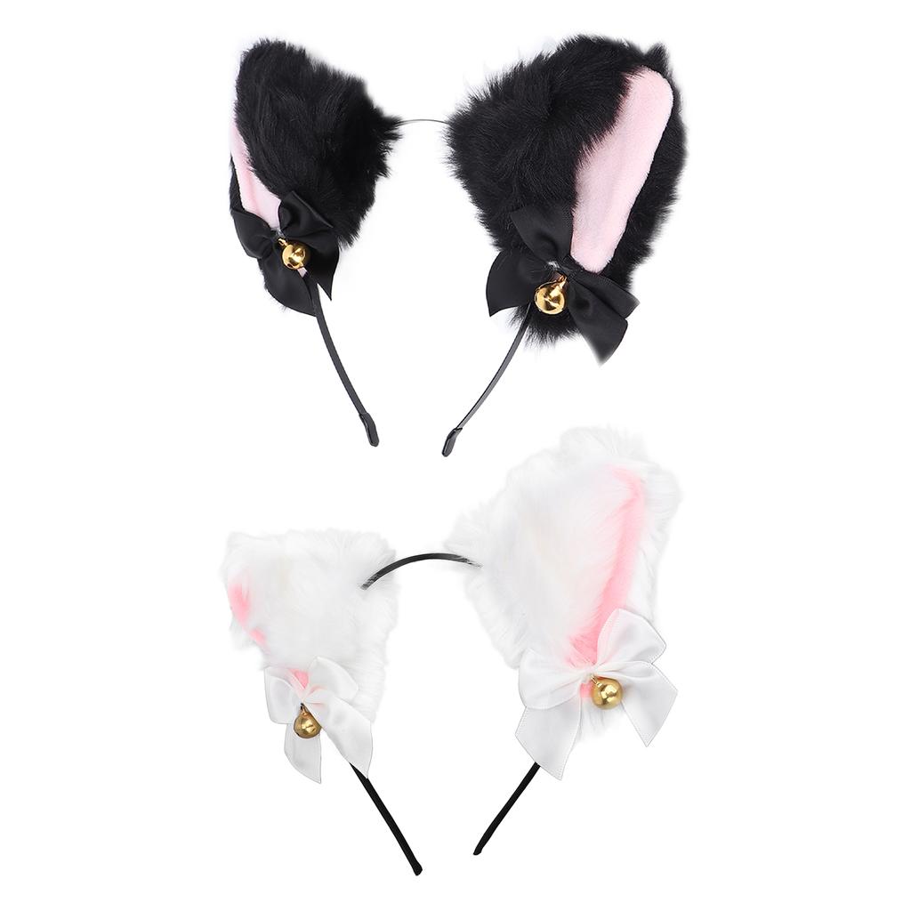 Милая плюшевая повязка на голову с кошачьими ушками и колокольчиком для костюмированной вечеринки на Хэллоуин