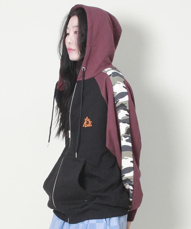 Худи на молнии Demarc Camo Color Block Черный