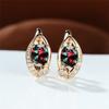 Mystic Rainbow Crystal Oval Stone Earrings Charm Rose Gold Color Wedding Earrings Cute Multicolor Zircon Hoop Earrings For Women