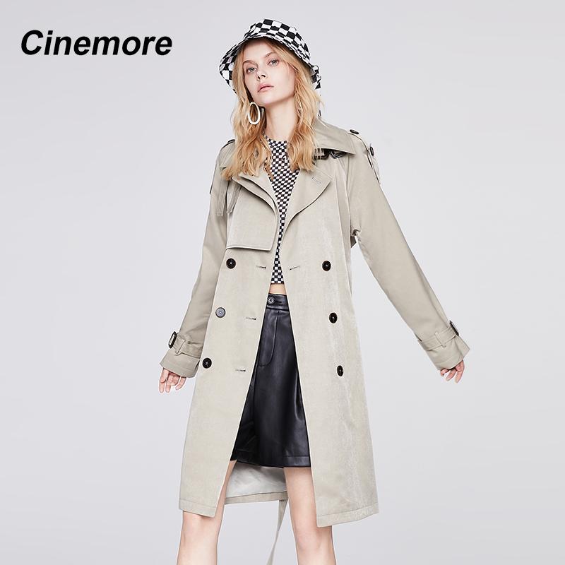 Cinemore Новинка 2022, женская ветровка, повседневное модное двубортное пальто с отложным воротником и длинными рукавами, элегантное женское пальто 92322