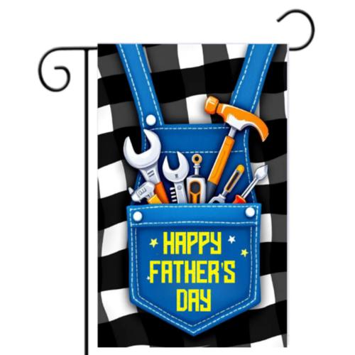 Happy Fathers Day Garden ag 12x18 Yard ag Tools Blue Plaid Summer Decor New RRM LLP LLX