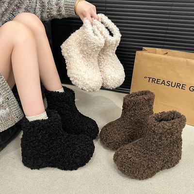 Женские мягкие эластичные зимние теплые холодные утепленные сноубутсы толстая подошва нескользящие износостойкие для улицы для отдыха для спорта плюшевые хлопковые ботинки
