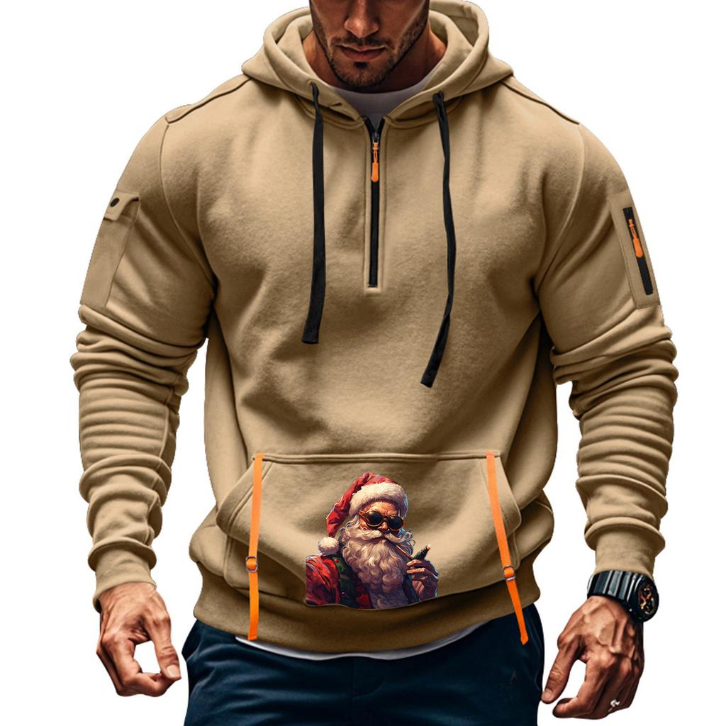 Мужская толстовка с капюшоном с принтом, кардиган на молнии с карманом на рукаве, мужская спортивная повседневная толстовка большого размера
