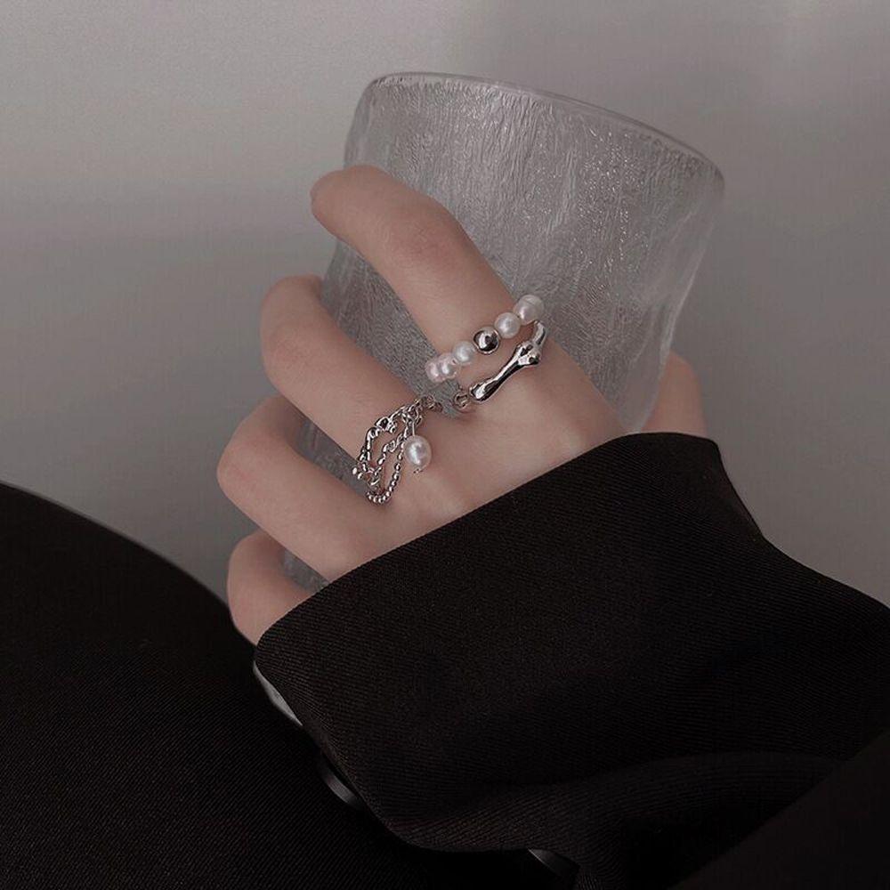 Chain Baroque Pearl Jewelry Gifts Adjustable Open Ring Women Rings Korean Style Index Finger Ring