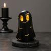 Resin Ghost Statue Halloween Decoration, Cute Light Up Figurine, Spooky Warm LED Bedside Lamp with for Shelf Mantel Indoor Home Decor Party Supplies