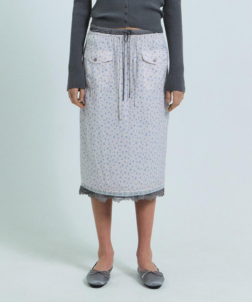 Grove Cady Layered Midi Skirt (Gray)