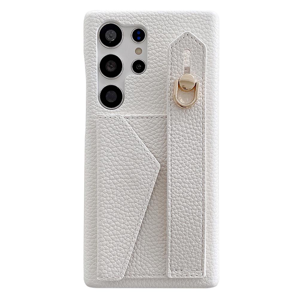 Чехол для Samsung Galaxy S24 Ultra с отделением для карт, ремешком на запястье, подставкой, из ПУ кожи+ПЭТ, чехол для телефона