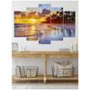 Набор из 5 предметов «Закат, море, пляж», модульная фреска «пастель», настенное украшение, картина на холсте, украшение для семейной гостиной