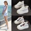 Женские белые туфли на кожаной платформе, новинка осени, маленькие 8 см увеличения внутренней высоты, маленький размер, спортивная и повседневная обувь