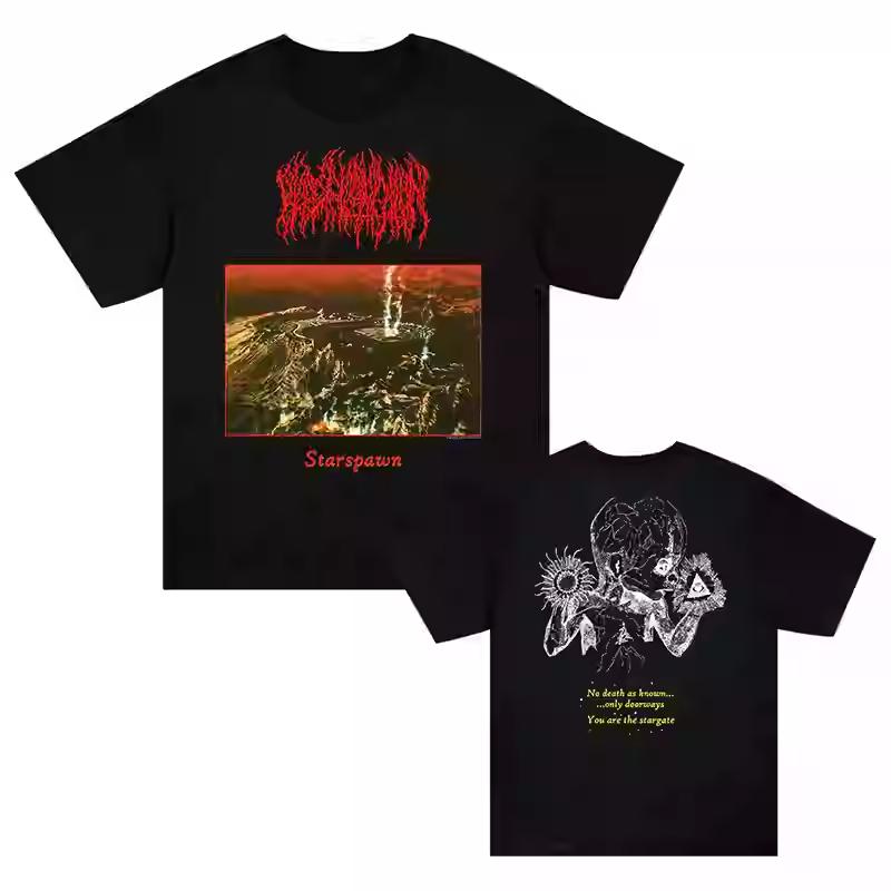 2025 Лето Новый Y2K Топ Футболка BLOOD INCANTATION Группа Dark Metal Wind Rock Американская Свободная Мужская и Женская Футболка Большого Размера