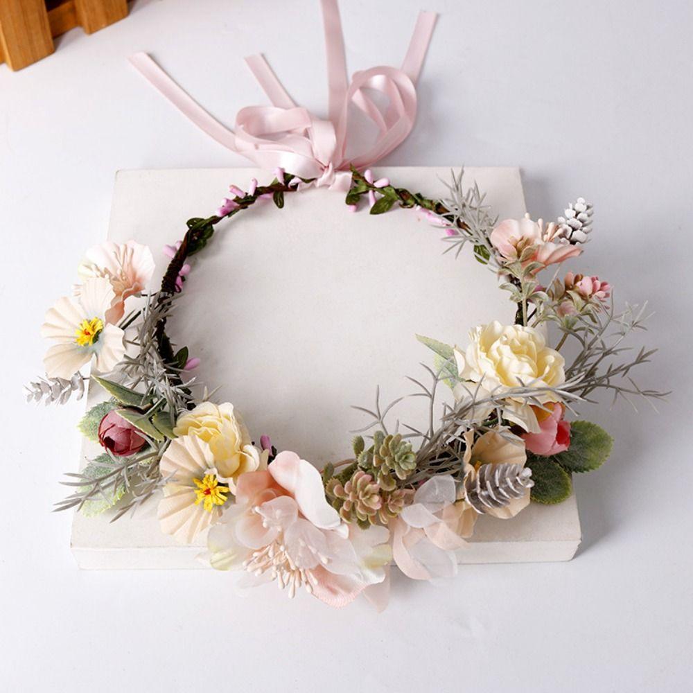 Hair Jewelry Bride Hair Band Headwear for Wedding Flower Wreaths Flower Tiara Garland Crown