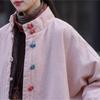 Johnature Women Vintage Solid Color Long Sleeve Winter Coats Button Chinese Style Warm Coats