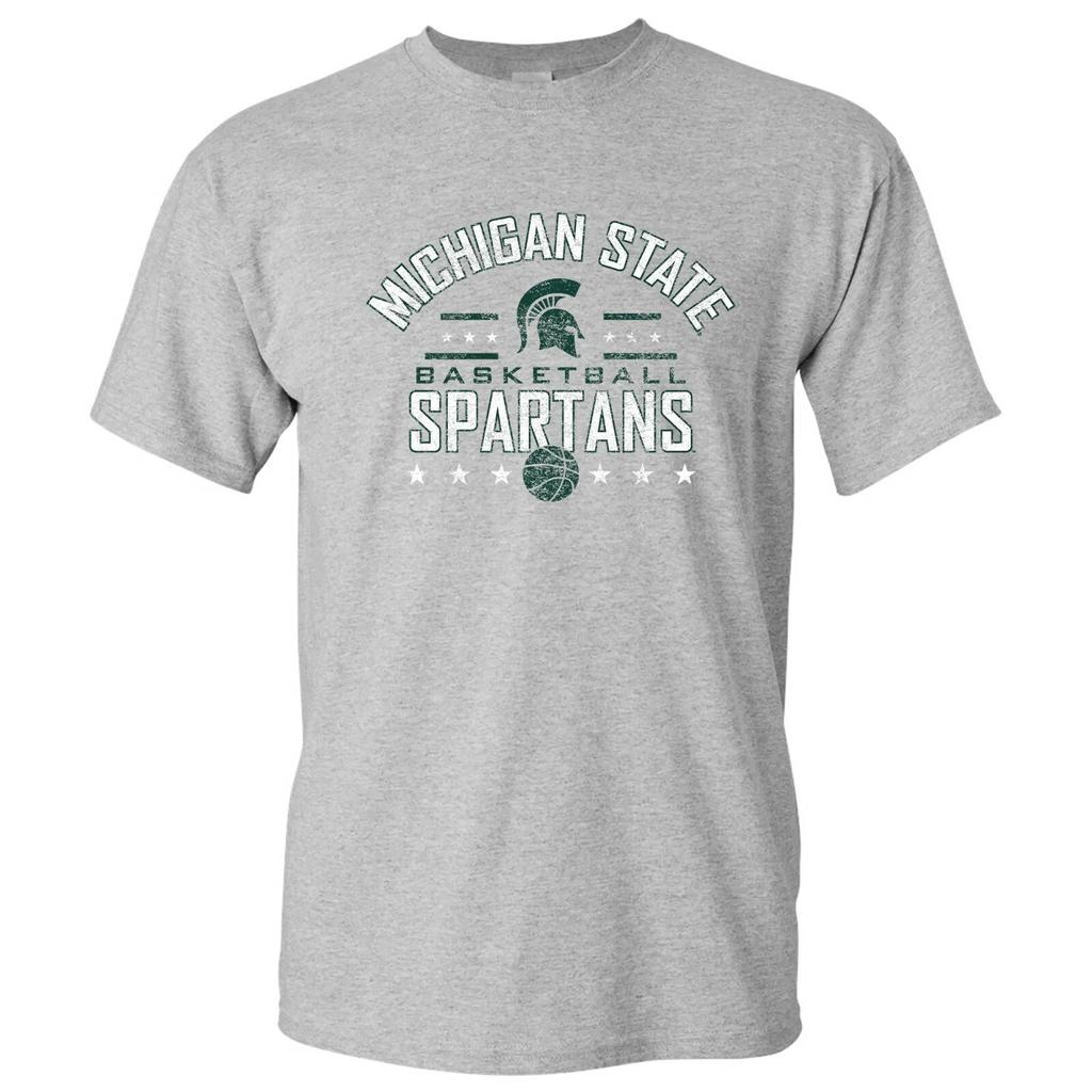 Michigan State Spartans Basketball Stars T-Shirt - Sport Grey