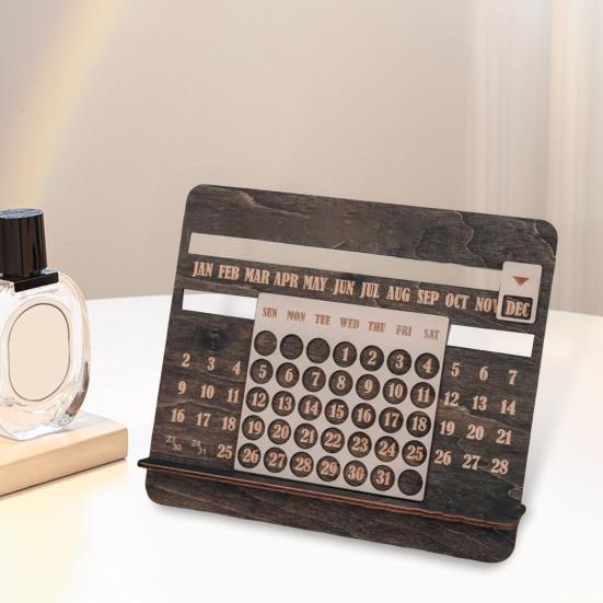 2025 Perpetual Calendar Деревянный Настольный Календарь 12 Месяцев Настольный Слайдер Календарь Для Домашнего Офиса Школы Декор