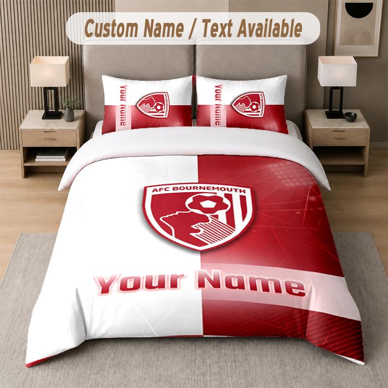 Bournemouth Football Design Bedding Set Custom Text 1 Duvet Cover & 2 Pillow Cases