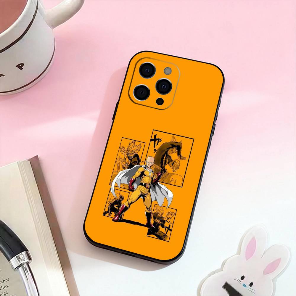 Чехол для телефона Аниме One-Punch Man Для iPhone 17,16,15,14,13,12,11 Plus,Pro Max,Мягкий Силиконовый Черный Чехол