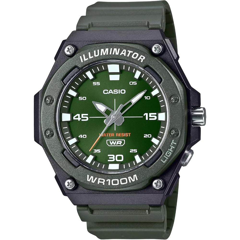 Casio Стандартные аналоговые кварцевые часы со светодиодной подсветкой MW-620H-3AV Мужские Зеленые Зарубежная модель