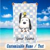 Beach Towel Custom Name Text, Quick Dry Large Towel For Beach HomeSnoopy Peanuts