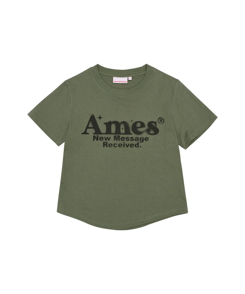 AMES-WORLDWIDE Укороченная футболка с округлым низом Хаки