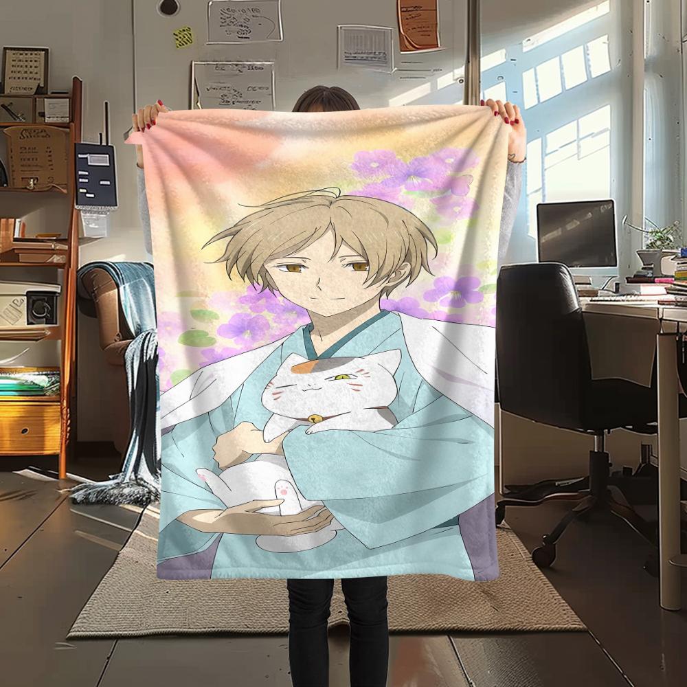 Takashi Natsume Print Flannel Blanket,High quality Comfortable for All Seasons,Home Decor,Warmth and Comfort,Perfect for Christmas Gifts