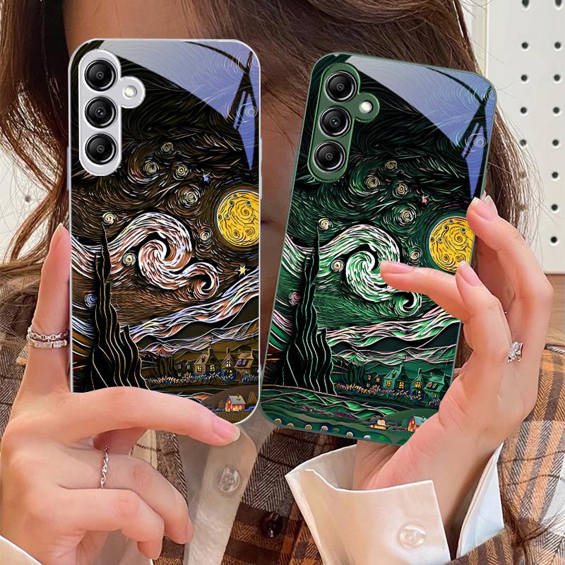Масляная живопись Звездное небо Для Samsung A 73 72 71 70 56 55 54 53 52 51 50 42 35 34 33 32 31 26 25 24 23 22 30 20 стеклянный чехол для телефона