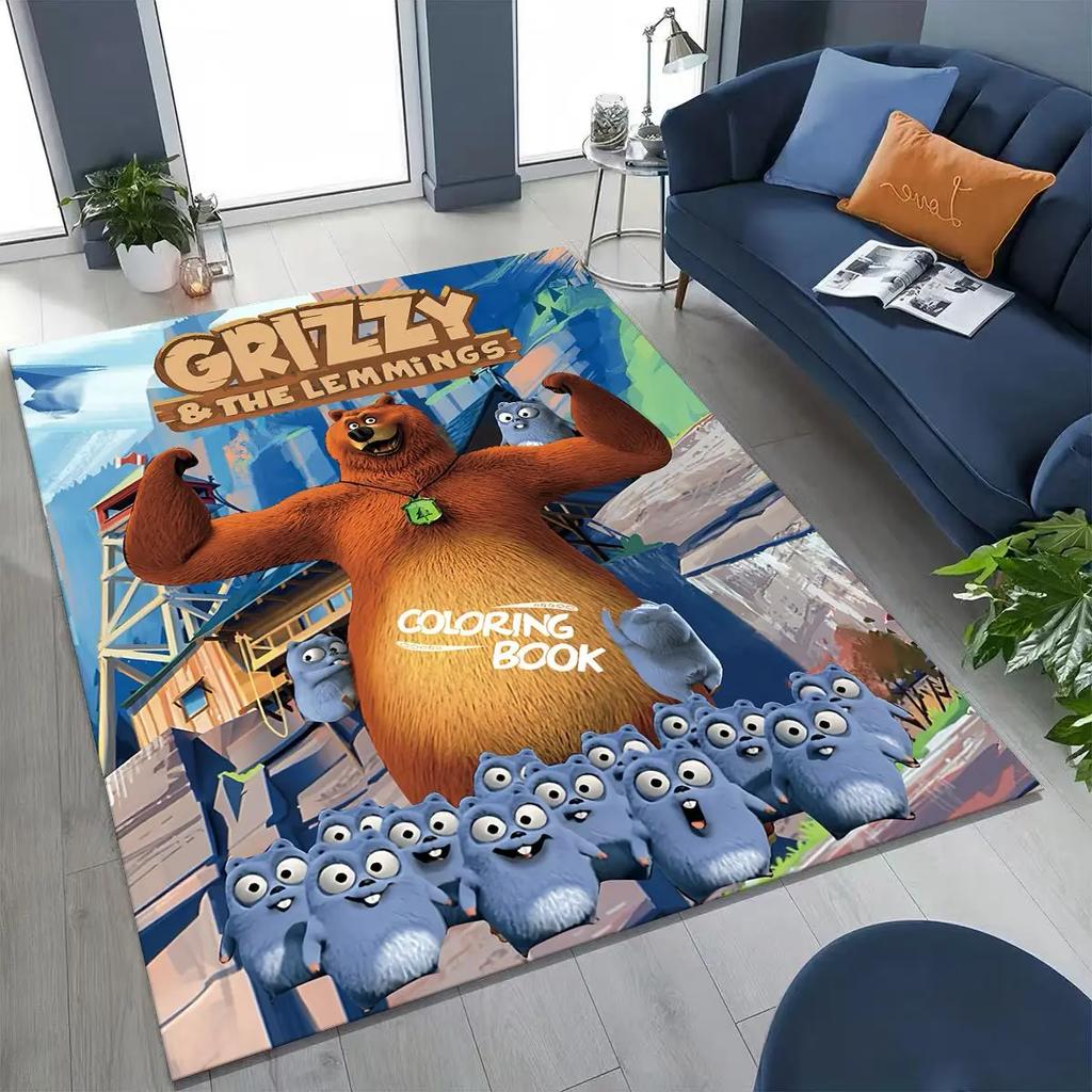 Забавный ковер-ковер из мультфильма «Гризли и лемминги» для спальни, гостиной, дивана, придверный коврик, декор, большой детский игровой нескользящий коврик для пола