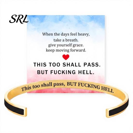 Simple Design Cuff Bracelet This Too Shall Pass Mantra Bracelet, Hidden Message Engarved Fashionable Color Bracelets Inspirational Bangle Adjustable