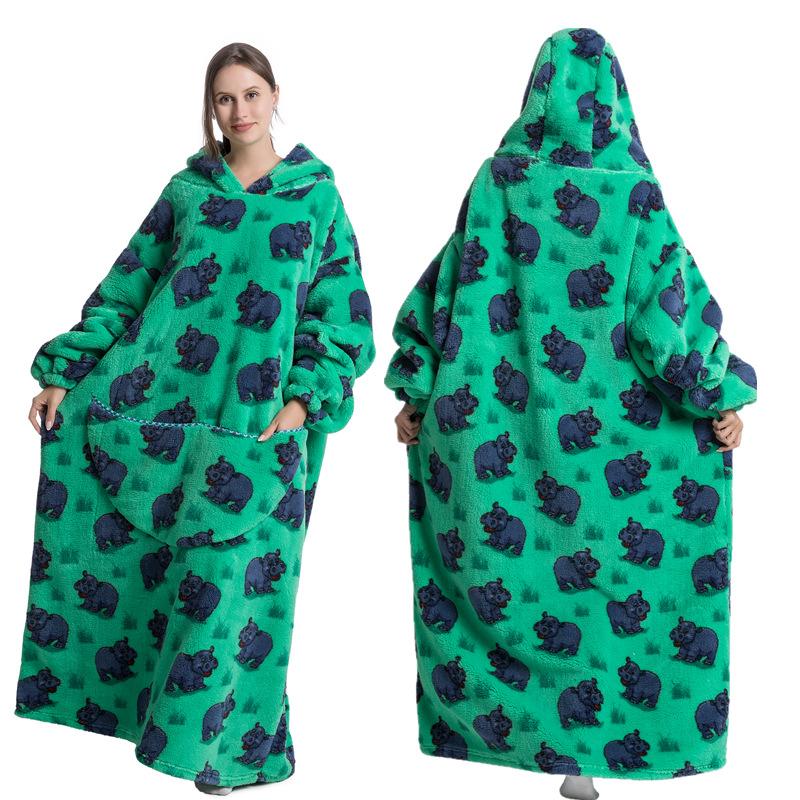 Зимний теплый флисовый халат с капюшоном для женщин, большое одеяло 140 см с рукавами, флисовые теплые толстовки, толстовки, гигантское ТВ-одеяло, женский халат с капюшоном