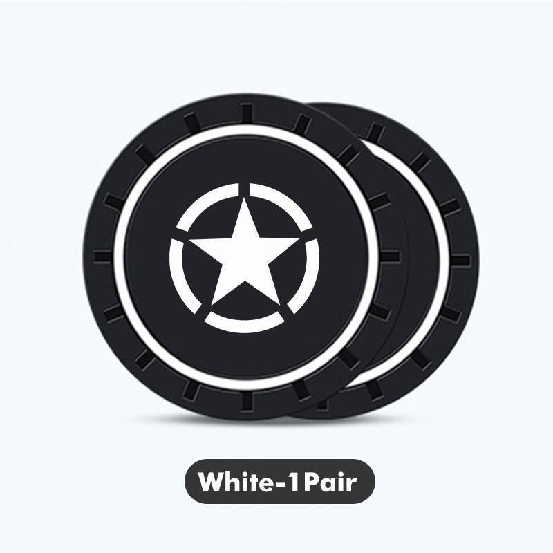 For Jeep 2Pcs PVC Silicone Car Coaster Water Cup Bottle Holder Mat Anti-slip Pad Coaster Cherokee Wrangler JK Gladiator Compass AJV1