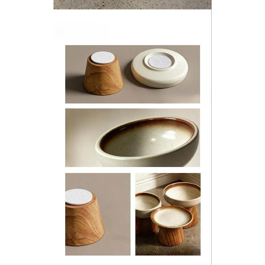 Elevated Neck Support Ceramic Cat Bowl Large Caliber Food Bowl for Cats Dogs Water Containers