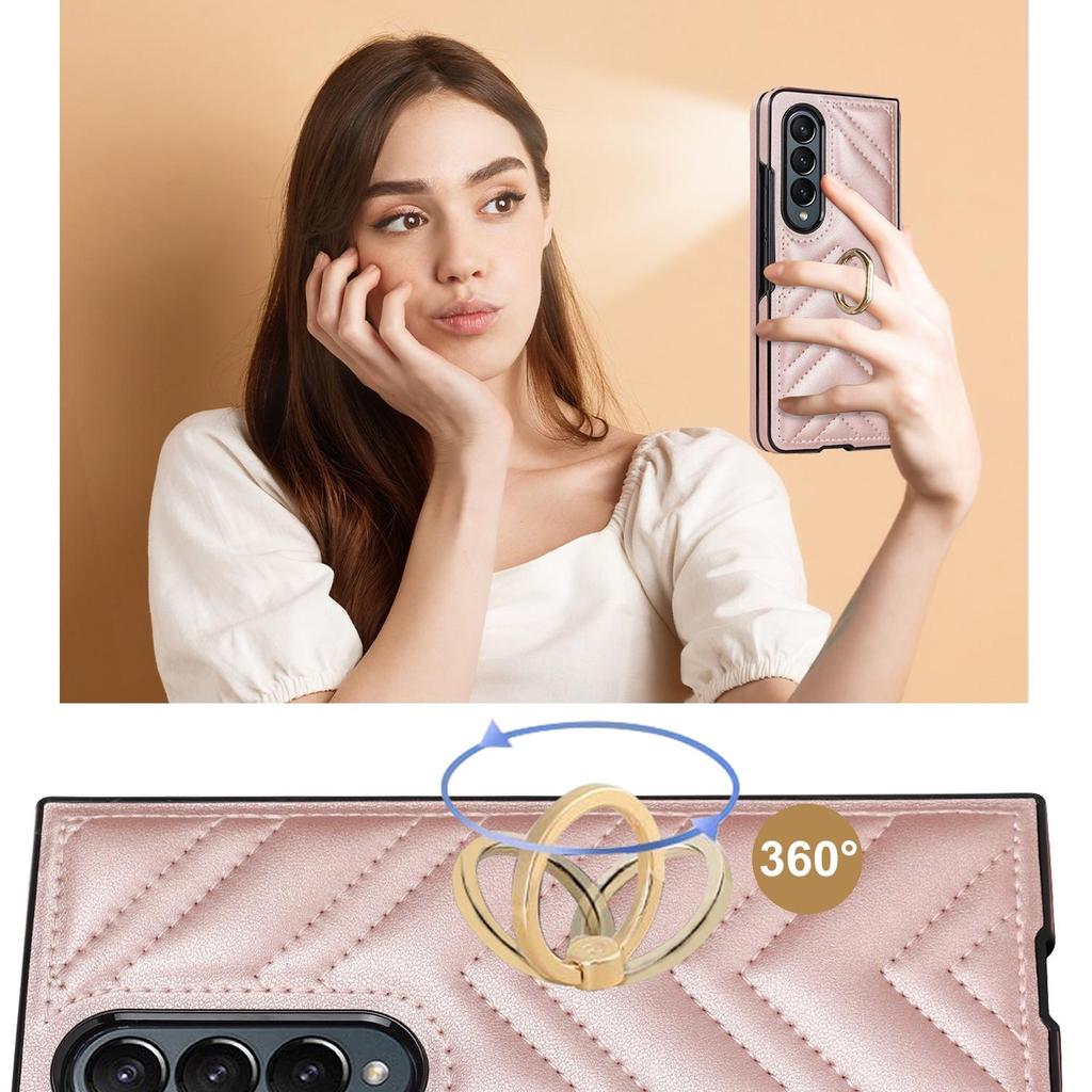Модный кожаный чехол для телефона с кольцевым кронштейном для Samsung Galaxy Z Fold 4, чехол Z Fold 3, складной экран, защитный чехол от падения