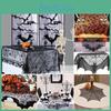 Spooky Black Lace Table Runner Featuring Intricate Spider Web Design For Halloween