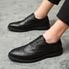 Кожаные туфли для мужчин, деловые, офисные, рабочие, броги, высококачественные, удобные, формальные, свадебные туфли, на шнуровке, черные мужские туфли