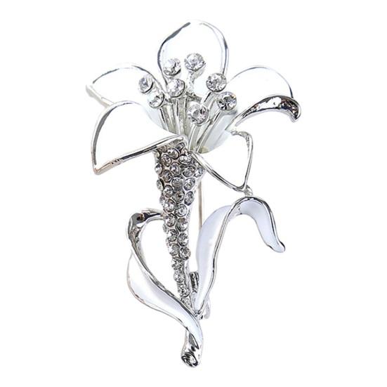 Vintage Flower Shape Brooch Pin Women Shining Rhinestone Decor Brooch Pin Elegant Scarf Clip Wedding Jewelry Accessories