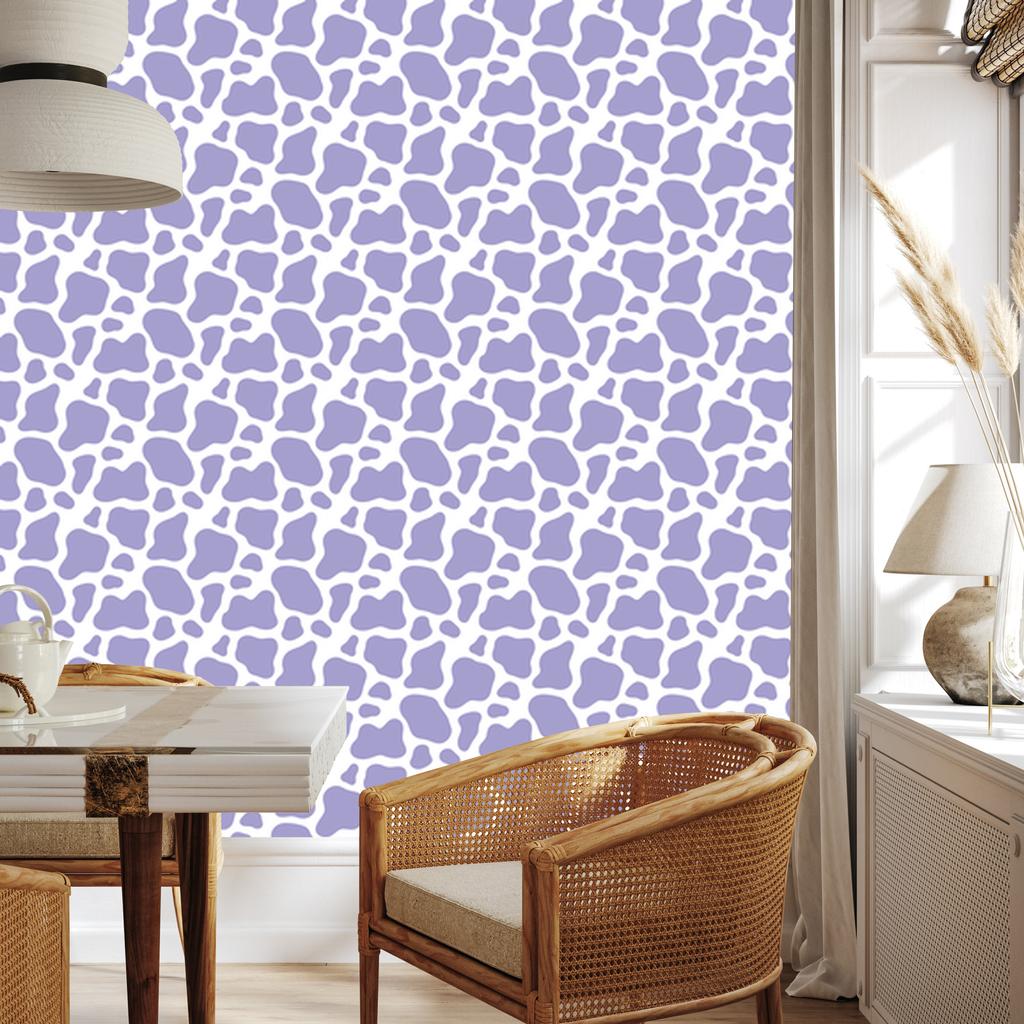 Cow Patches Wallpaper, Blue Background, Blue Center for Living Room and Bedroom 50x1000