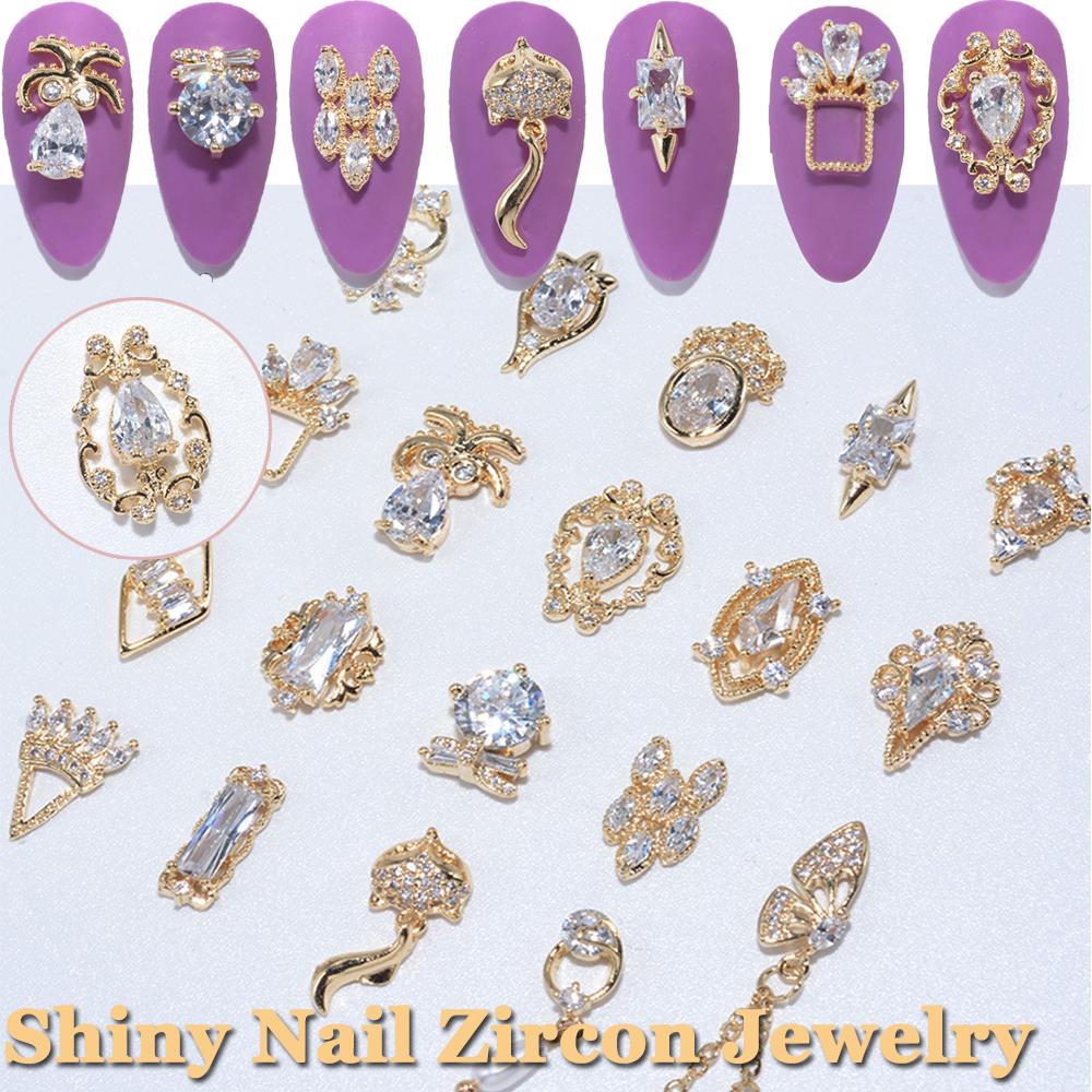 Manicure Accessories Butterfly Flower Metal Nail Jewelry Nail Zircon Nail Rhinestones Pendant Chain