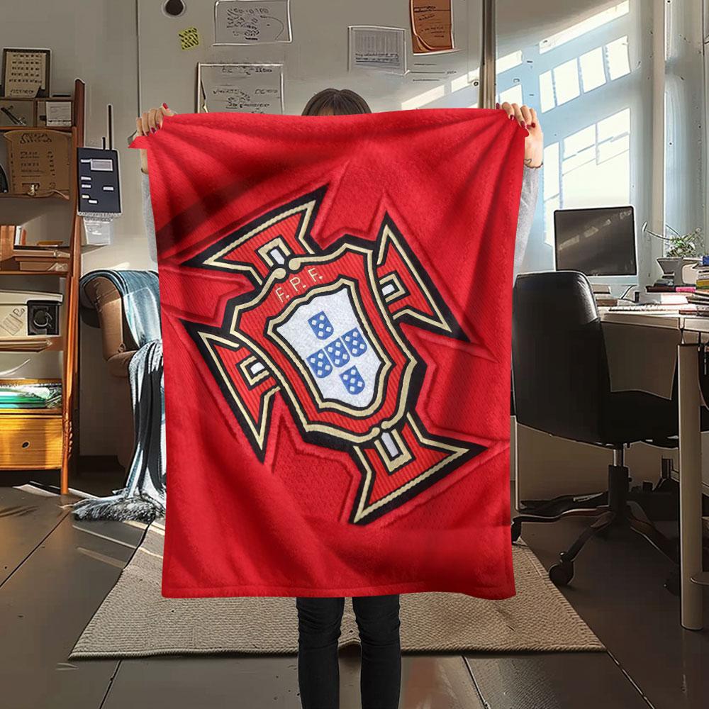 Portugal football Printed Flannel Blanket, soft throw for bedroom sofa, washable,soccer fan merchandise, great gift.