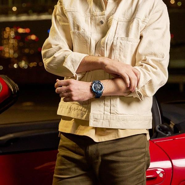 Casio Men's EDIFICE ECB-40YNP-1AJF [EDIFICE Nighttime Drive Series] Round Watch Digital Analog