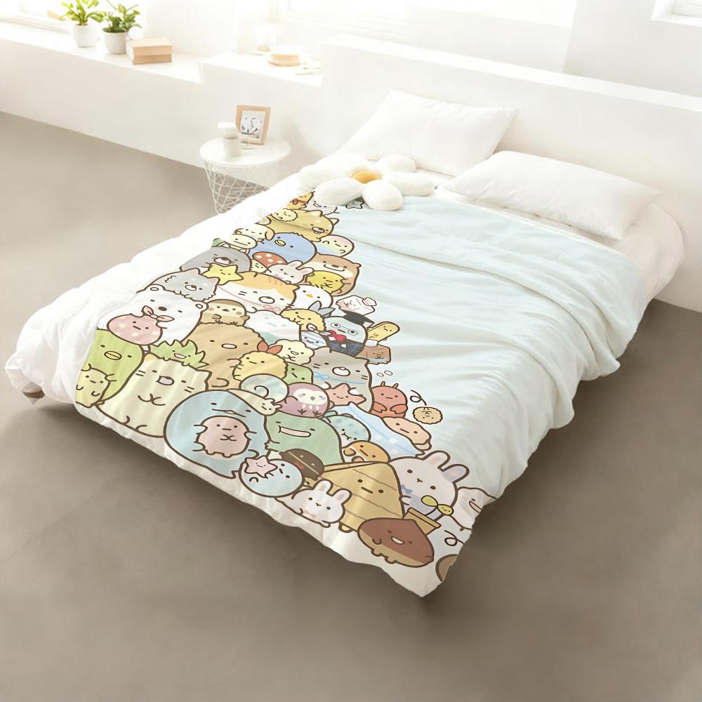 S-Sumikko Gurashi Anime Throw Flannel Throw Blanket: Soft Kid-Friendly Warm Anti-Static All Season Washable Couch Bed Home