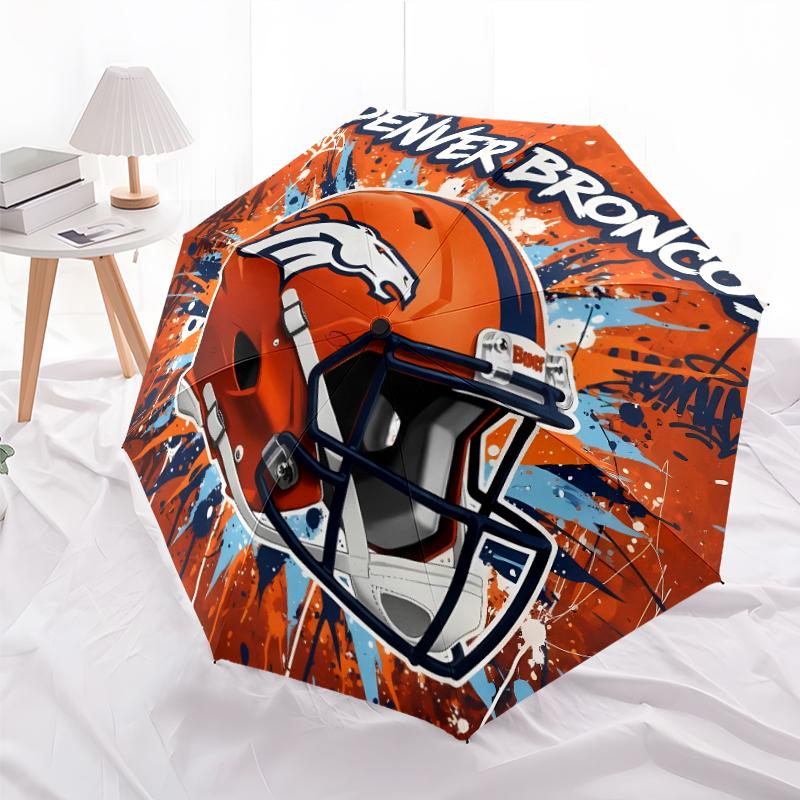 Складной зонт с принтом ЛОГОТИПА D-Denver Broncos, для улицы, отдыха и путешествий, Прочная ткань зонта, Подарок на день рождения и праздник