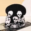 24 Fashion Personality Trend Knitted Hat Skull Head Jacquard Wool Hat Outdoor Versatile Autumn And Winter Cold And Warm