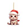 Whimsical Cartoon Style Christmas Cat Hanging Decoration For Cars In Colorful Acrylic Design
