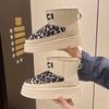 Модные леопардовые женские меховые зимние ботинки до щиколотки, на плоской подошве, на платформе, 2025, зимние, короткий плюш, теплые женские ботинки, спортивная обувь, женские ботинки челси