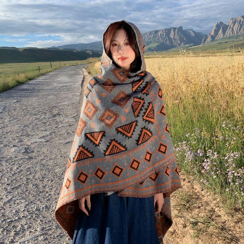Дышащая, теплая и универсальная домашняя, осенне-зимняя женская шаль для путешествий, толстый плащ, одеяло с кондиционером