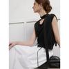 ELLE Черный вязаный топ без рукавов с воланами на воротнике