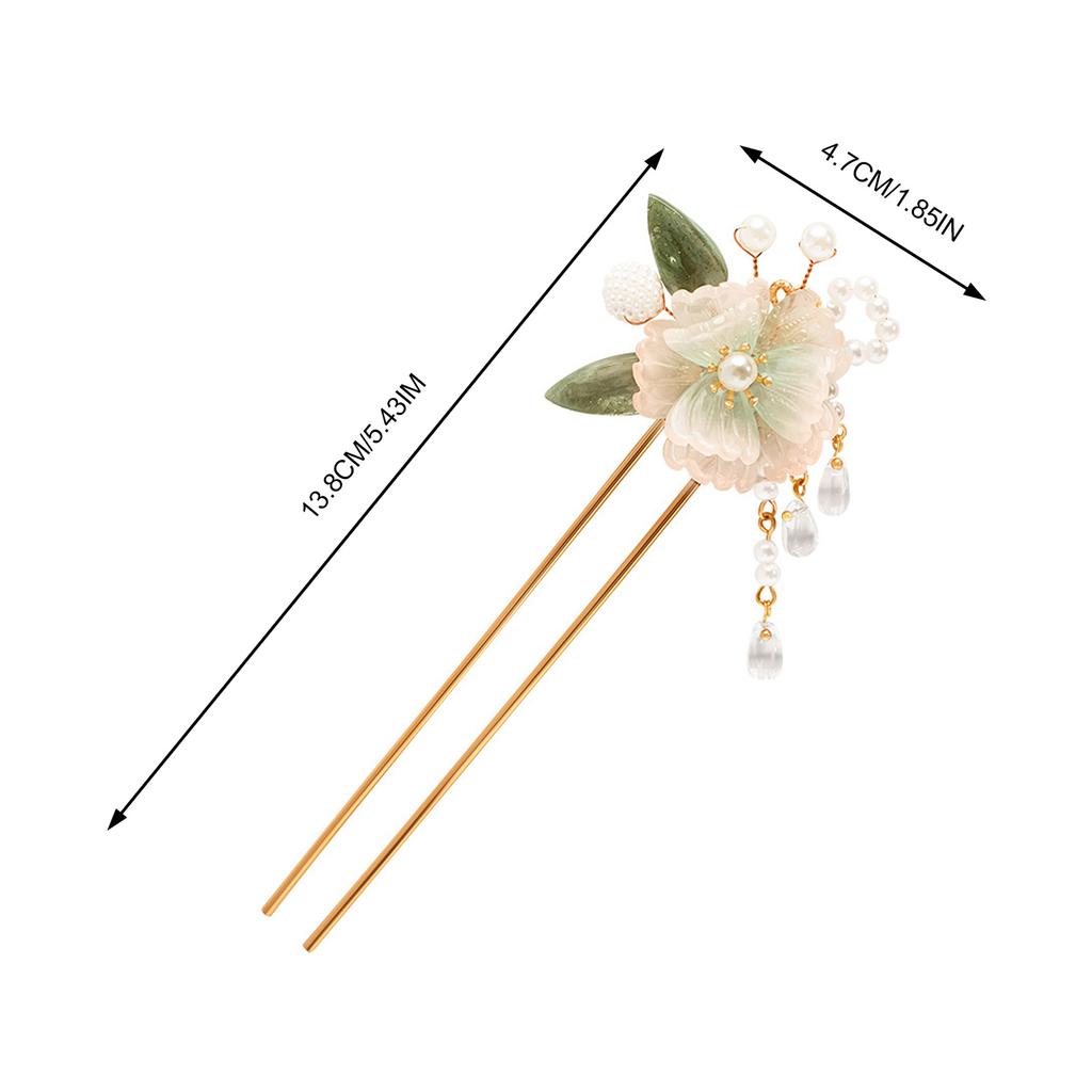 Elegant Chinese Style Hair Accessories Vintage Spring Flower Element Hairpins Light Luxury Tassel Hair Stick For Women Girls